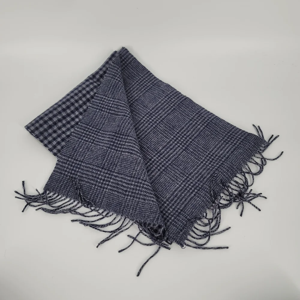 J. Crew 100% Cashmere Blue Double Sided Scarf with Fringe